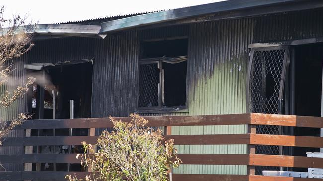 Police and fire investigators at a South Toowoomba crime scene following a fatal house fire in Rivett St, Tuesday, December 17, 2019. Picture: Kevin Farmer