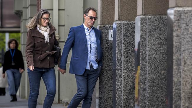 Simon Burgess arriving for sentencing at Hobart Magistrates court. Picture: Caroline Tan