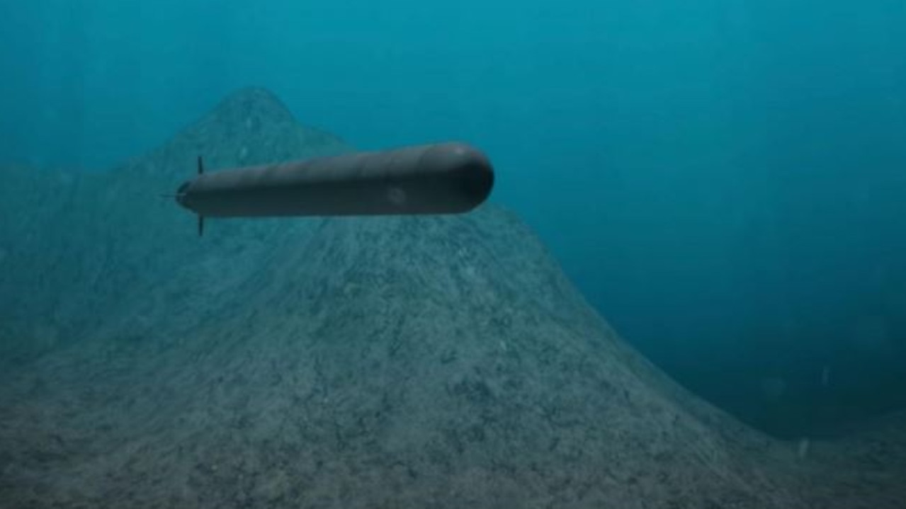 A simulation image of Russia's new nuclear-powered underwater drone, 'Poseidon’.