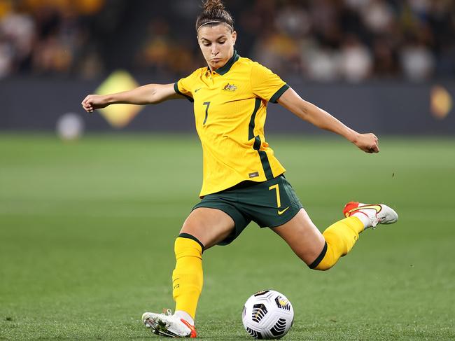 Steph Catley’s versatility makes the Matildas a better team. Picture: Mark Kolbe/Getty Images