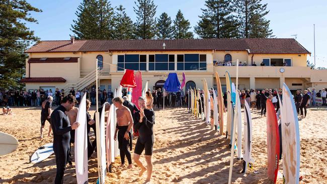 About 80 surfers took part in the paddle-out. Picture: (AAP Image / Julian Andrews).