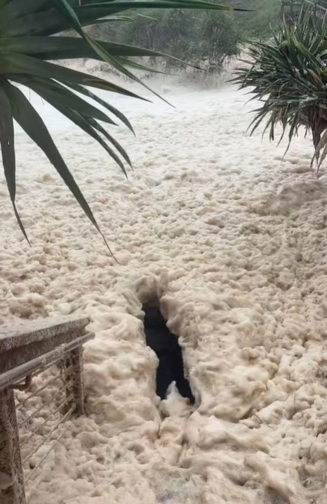 She was under the foam for about eight seconds. Picture: TikTok/Izabella Bower