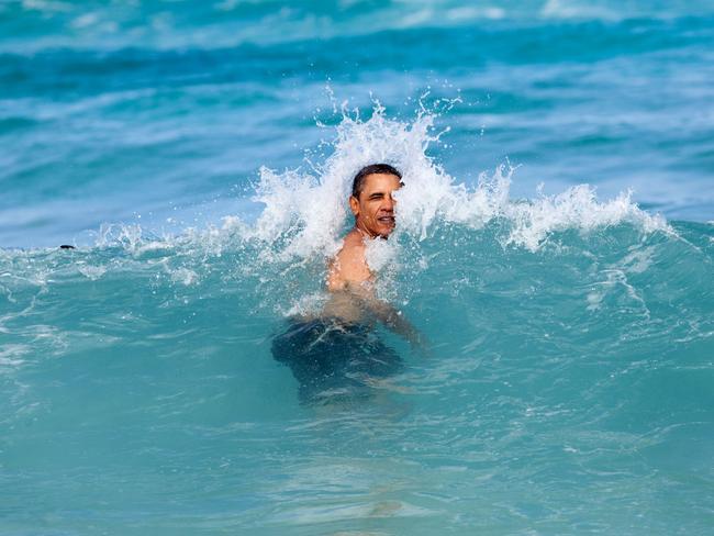“A nice way to celebrate the New Year for the President was to jump in the ocean in his native state of Hawaii. He was on his annual Christmas vacation with family and friends, and went swimming at Pyramid Rock Beach in Kaneohe Bay on January 1, 2012.”Picture: Pete Souza/The White House