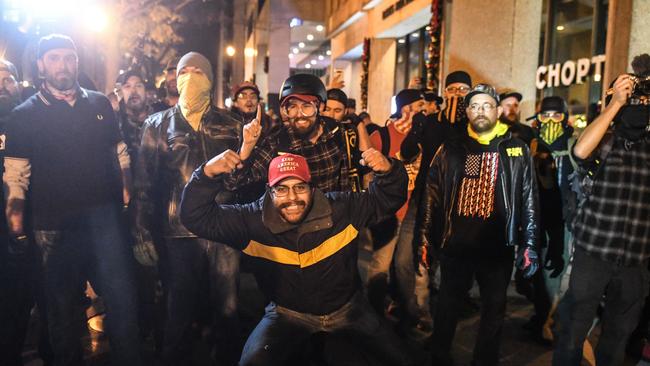 Members of the Proud Boys pose for a photo during a protest in December, 2020 in Washington, DC. Picture: Stephanie Keith/Getty Images/AFP