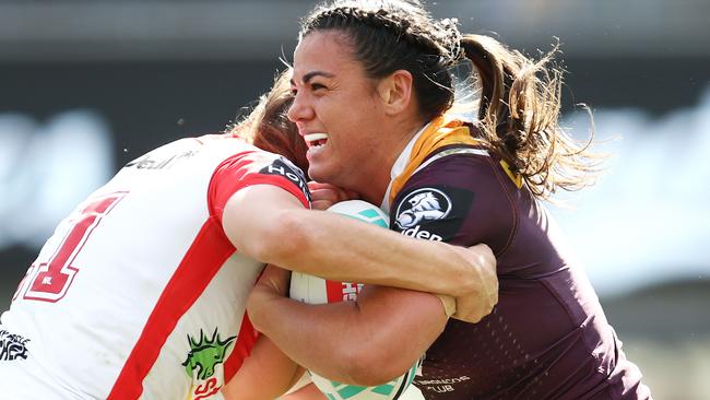 Millie Boyd starred in her rugby league debut for the Broncos. Picture: AAP