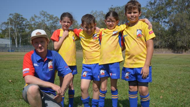 Coach Matt Neill with Bonnie Woods, Hunter Neill, Zaylan McGrath and Lyn-Eve Woods
