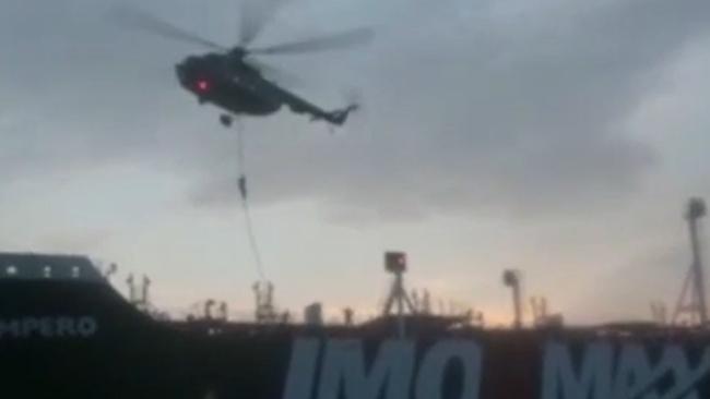 Video from July 20, 2019, allegedly shows Revolutionary Guard Corps boarding the British-flagged tanker Stena Impero in the Strait of Hormuz. Picture: AFP PHOTO / Iran's Revolutionary Guard via SEPAH NEWS