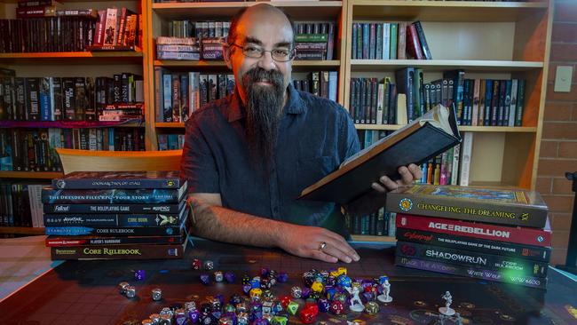 Professional D & D dungeon master Aaron Braegen said the rise in tabletop gaming was due to the hobby being one of the last vestiges of being “human”. Picture: Mark Brake