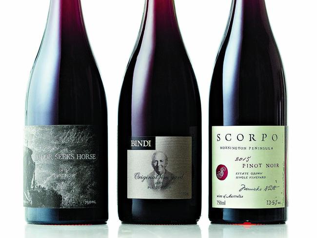 TWAM-20170304 EMBARGO FOR TWAM 4 March 2017 NO REUSE WITHOUT PERMISSION 2015 Sailor Seeks Horse Pinot Noir 2015 Bindi Original Vineyard Pinot Noir 2015 Scorpo Estate Mornington Peninsula Pinot Noir