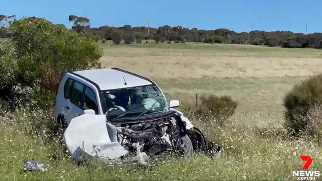 A Nissan X-Trail has collided with the steamranger on Skewes Rd at Goolwa. Picture: 7 NEWS,