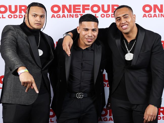 SYDNEY, AUSTRALIA - OCTOBER 16: Spenny, Celly and J Emz of ONEFOUR attend the Netflix Global premiere screening of "ONEFOUR: Against All Odds" during SXSW Sydney on October 16, 2023 in Sydney, Australia. (Photo by Don Arnold/Getty Images for Netflix)