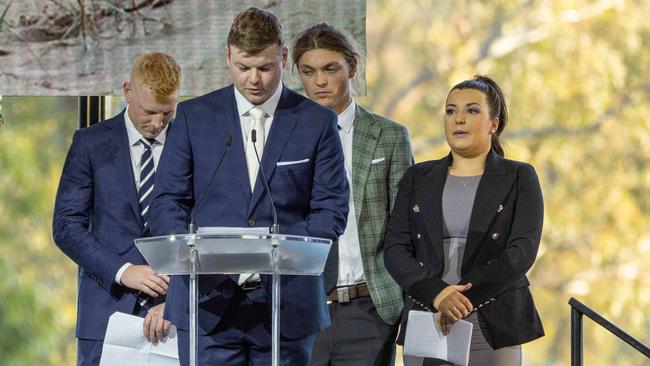 Charlie’s siblings (from left to right) Josh, Dylan, Tom and Sophie remember their brother. Picture: NCA NewsWire / Ben Clark