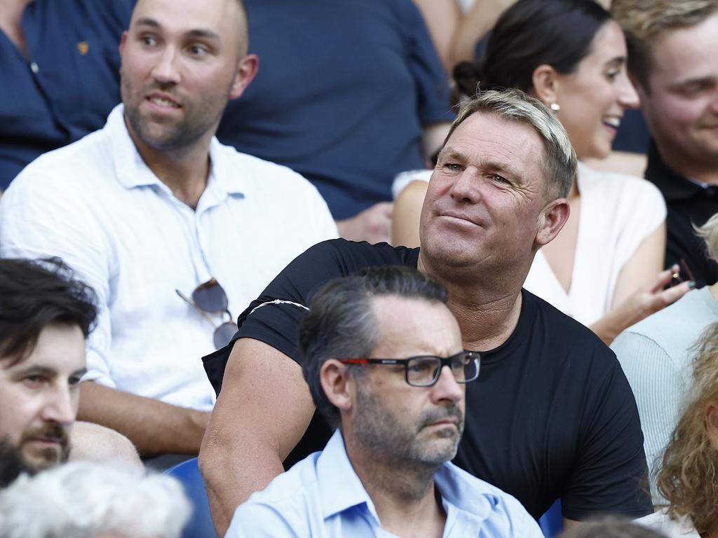 Shane Warne ahead of the Men's Singles Final match at the 2022 Australian Open. Picture: Darrian Traynor/Getty Images