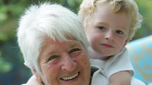 All grown up: Dawn Fraser with her grandson, Jackson, when he was three. She’s made a promise to dance with him at his 21st in four years’ time.