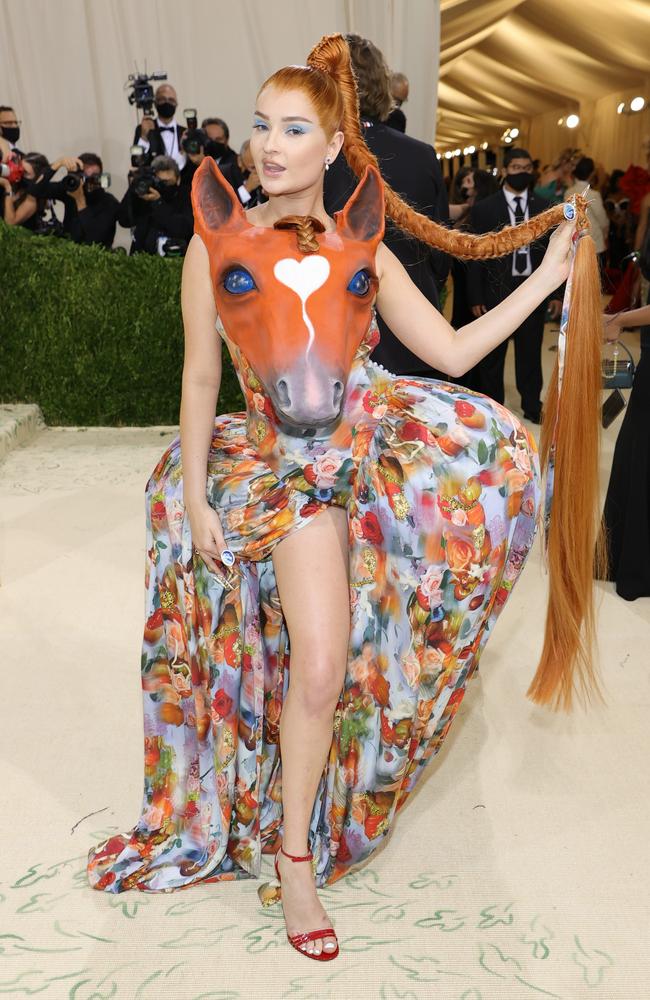 Kim Petras basically dressed as a horse. Picture: Getty Images