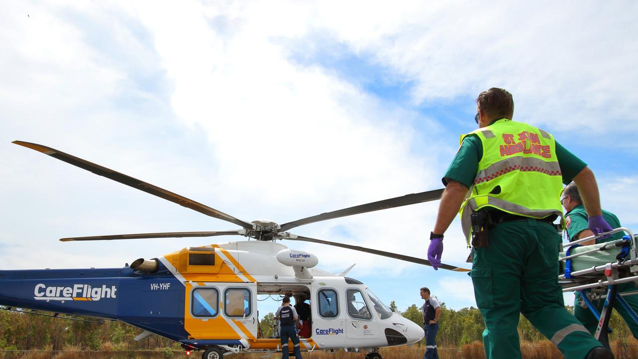 The NT Police said a 20-year-old woman was flown to the Royal Darwin Hospital in an emergency evacuation from Beswick, 112 km east of Katherine, after suffering stab wounds to her abdomen, back and legs. Picture: Mark Mennie