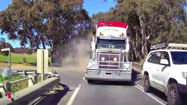 A car had a terrifying near-miss with a truck between Yankalilla and Myponga on Sunday - a day before the horror multi-vehicle crash..