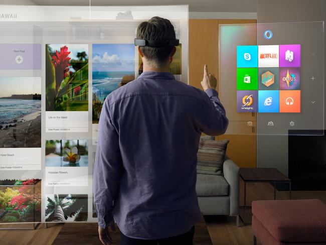 Company image of Microsoft’s HoloLens augmented reality glasses.