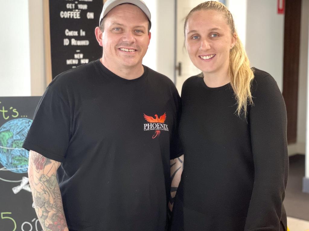 Warrnambool’s Phoenix Cafe Bar and Grill business owners Mark Mitchell and Anita Drury.