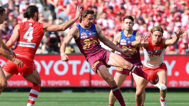 Joe Daniher will leave big shoes to fill at the Lions. Picture: Lachie Millard