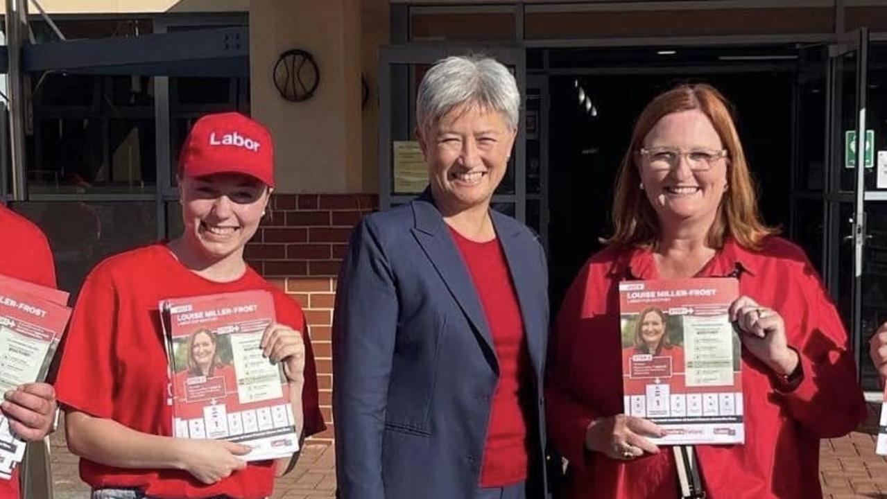 Labor's Charlotte Walker (left) is poised to win a surprise federal senate spot. She was campaigning with Foreign Minister Penny Wong (middle) and Boothby MP Louise Miller-Frost. Picture: Facebook
