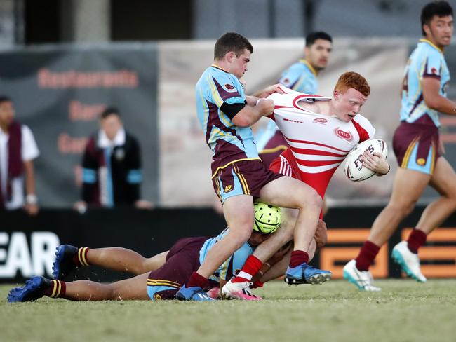 Palm Beach CurrumbinÃs Oscar Bryant in action during the Langer Cup Grand Final between Palm Beach Currumbin State High and Keebra Park State High at Langlands Park, Brisbane 9th of September 2020.  (Image/Josh Woning)