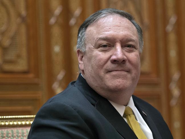 Secretary of State Mike Pompeo sits during a meeting with Sultan of Oman Qaboos bin Said al-Said at the Beit Al Baraka Royal Palace in Muscat, Oman, Monday,  Jan. 14, 2019. (Andrew Caballero-Reynolds/Pool Photo via AP)