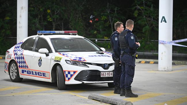 Police at the scene of a stabbing at Bundamba Bunnings. Picture: John Gass