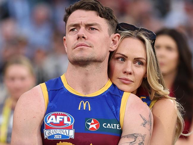 MELBOURNE, AUSTRALIA - SEPTEMBER 30: Lachie Neale of the Lions is dejected after the Lines were defeated by the Magpies during the 2023 AFL Grand Final match between Collingwood Magpies and Brisbane Lions at Melbourne Cricket Ground, on September 30, 2023, in Melbourne, Australia. (Photo by Robert Cianflone/AFL Photos/via Getty Images)