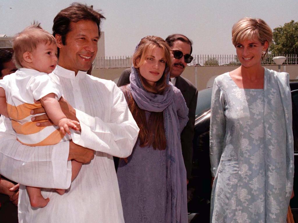 Diana, Princess of Wales arrives at Pakistan’s Lahore Airport with Imran and Jemima Khan and their son Suliaman. Picture: Stefan Rousseau /PA Images via Getty Images