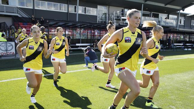 Richmond run out in Round 2 of the AFLW season last year. Picture: Dylan Burns/AFL Photos