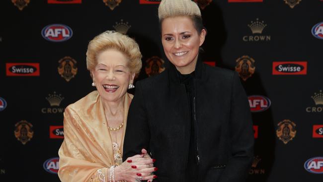 Susan Alberti and Collingwood marquee player Moana Hope at the Brownlow Medal. Picture: Michael Klein