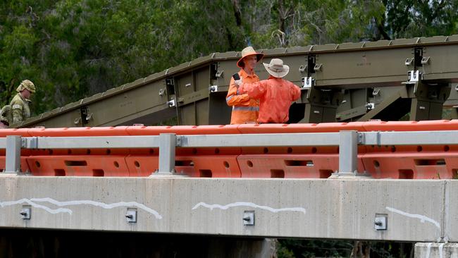 Ollera Creek where the Australian Defence Force is delivering a temporary bridge structure to support rescue efforts. Picture: Evan Morgan