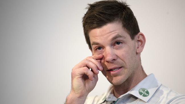 Tim Paine stepped down as Australian men's Test Cricket Captain at Hobart. Picture: Chris Kidd