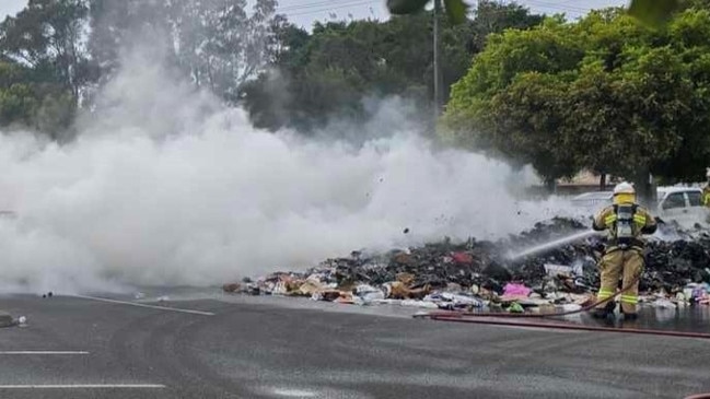 Supplied image show one of seven bin fires linked to battery disposal on the Gold Coast. Picture: Facebook