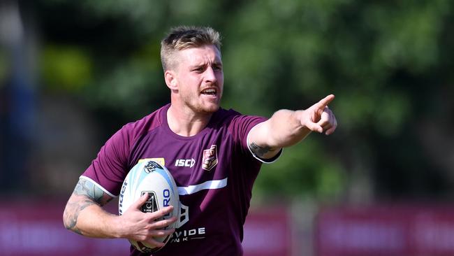 Cameron Munster reacts during Queensland State of Origin training at Langlands Park in Brisbane, Tuesday, July 2, 2019. Queensland are preparing for the 3rd State of Origin against New South Wales to be played in Sydney on Wednesday, July 10.