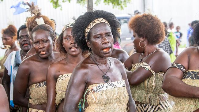 Bougainville residents queue to vote in Buka on Saturday. Picture: AFP