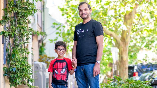 The Daily Telegraph Tuesday 21 January 2025Walk to schoolUmer Sarfraz and his son Noah love walking to school together. Picture Thomas Lisson