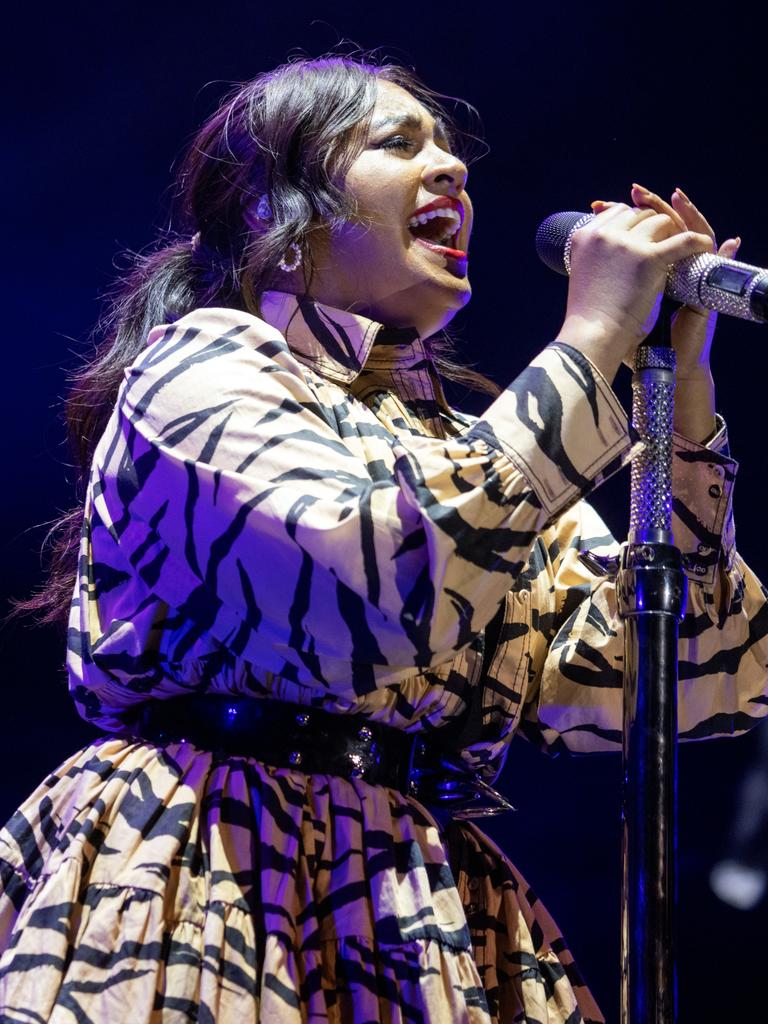 Jessica Mauboy performs Festival concert, Adelaide Oval. Picture Tony Lewis