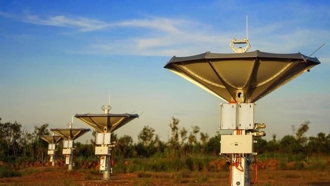 OneWeb and Telstra satellite receiver dishes in Darwin