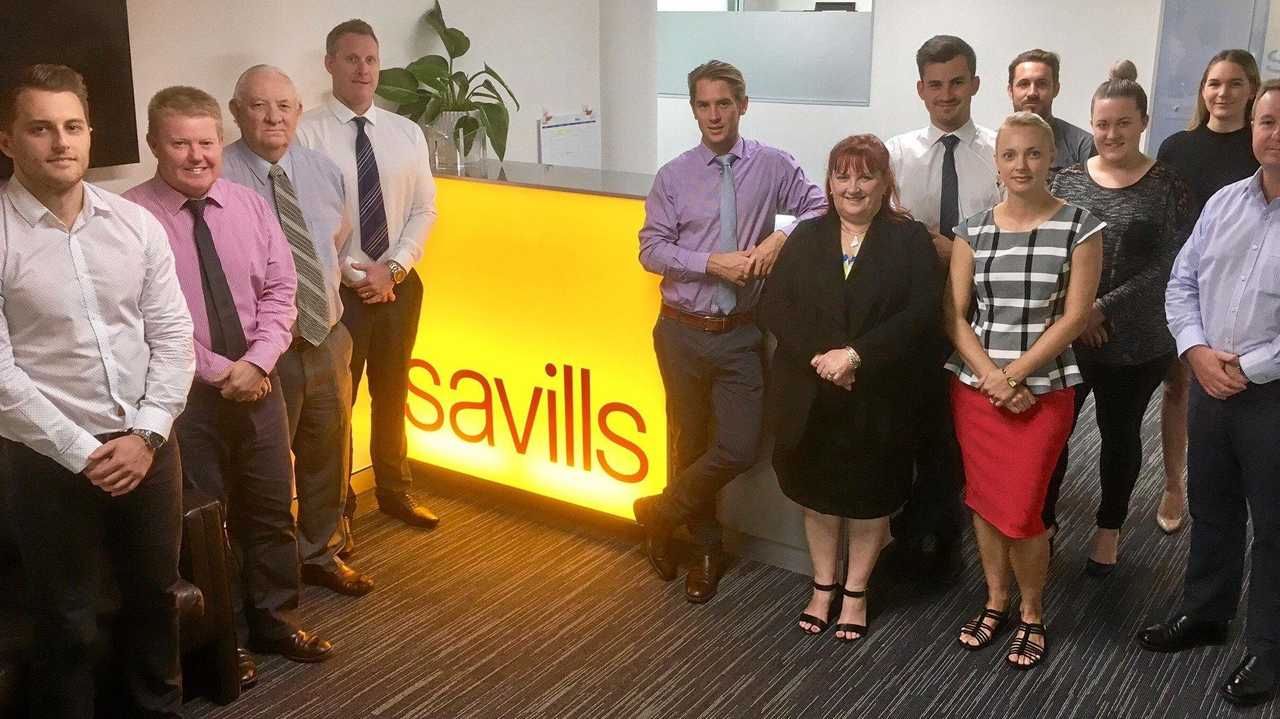 NEW OUTLOOK: Savills Sunshine Coast at their new office at 61 Esplanade, Cotton Tree; Josh Dougherty, left, Jason O'Meara, Derek Nissen, Scott Gardiner, Peter Capps, Glynnis Henderson, Will Carman, Melanie Crane, Matthew Petersen, Marli Kaufman, Katie Lennox and Dale Doyle. Picture: Erle Levey