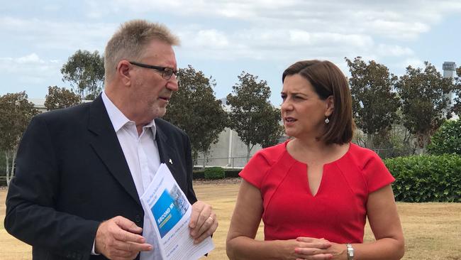 Member for Coomera Michael Crandon and Opposition leader Deb Frecklington.