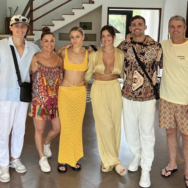 Family tries ... Ivan Cleary (right) with, from left, son Jett, wife Rebecca, daughters Milaya and Indi, Nathan and Ivan in Bali. Picture: Instagram