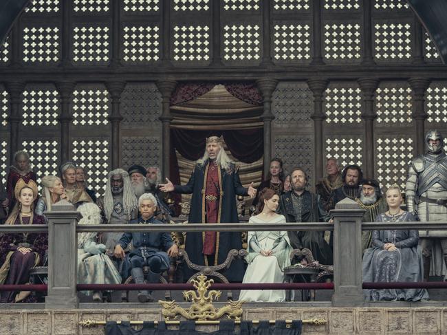 A time of greatness ... Paddy Considine as King Viserys and his Targaryen court in House Of The Dragon. Pic: HBO/BINGE/FOXTEL