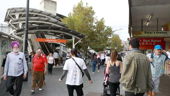 Blacktown train station, where Ammon Mitiau followed a 20-year-old woman onto a train before he sexually touched her. Picture: Angelo Velardo