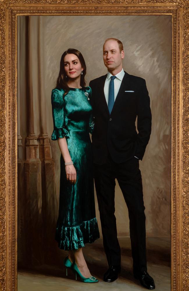 The first official portrait of Prince William and Kate Middleton has been unveiled. Picture: Jamie Coreth/Fine Art Commissions/Kensington Palace via Getty Images