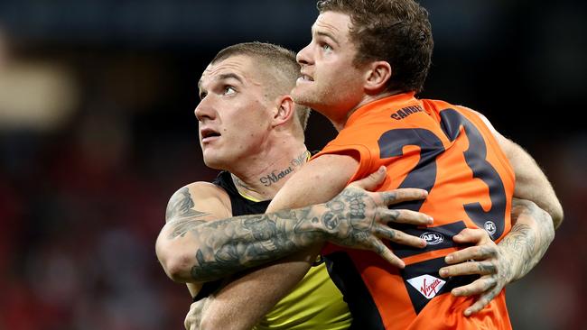 Dustin Martin and Heath Shaw contest in Round 9.