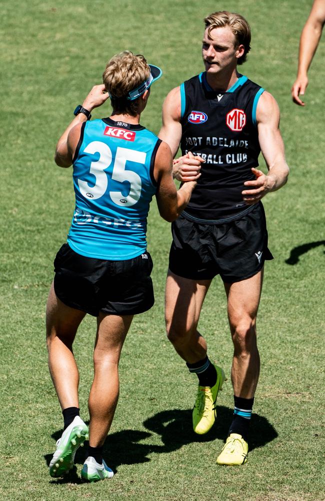 Joe Richards and Miles Bergman. Picture: Port Adelaide FC