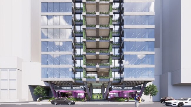 An artist's impression of Silverstone Development's 10-storey office building at 14 Stratton St, Newstead.