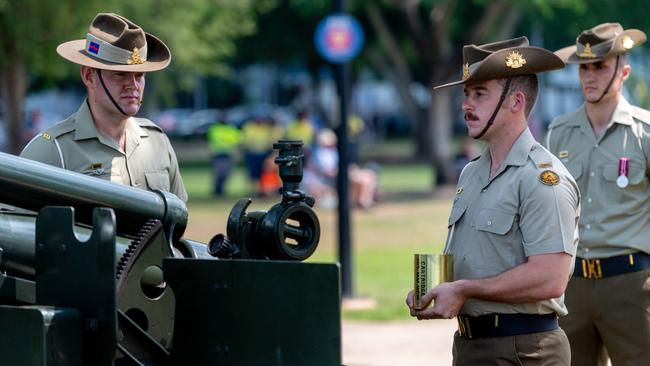 Darwin Remembrance Day commemorations at the Cenotaph in the Esplanade. Picture: Che Chorley